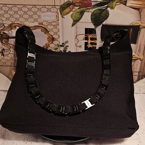 Salvatore Ferragamo Vala Black Nylon Shoulder Bag